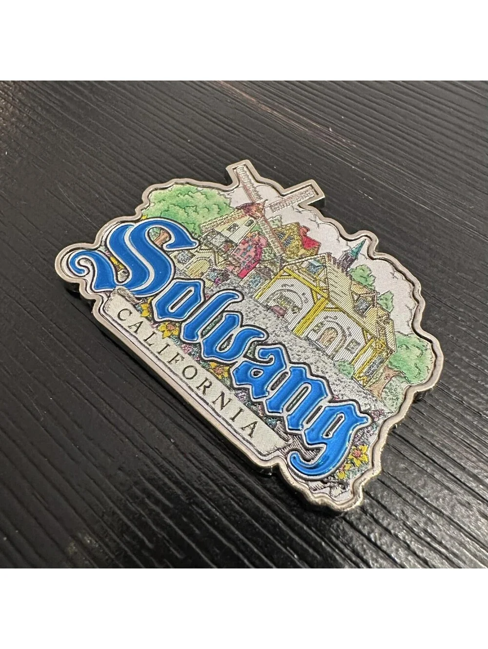 Solvang California Danish Village Windmill Scenic Travel Souvenir Metal Magnet